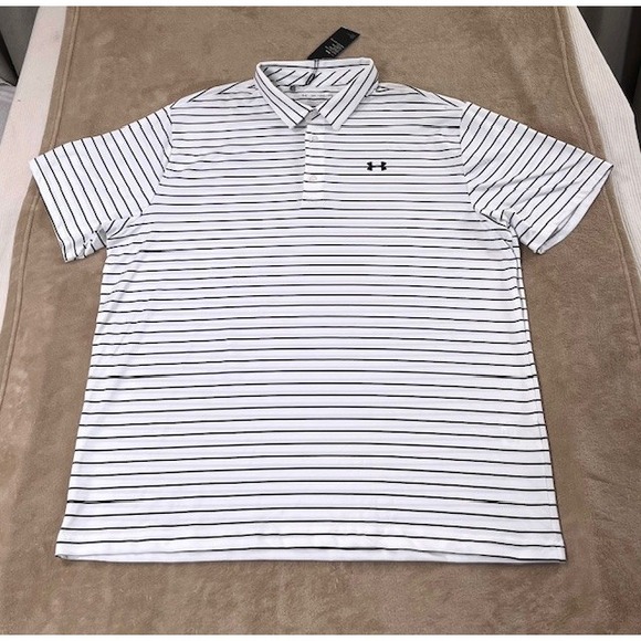 UNDER ARMOUR shirt men's size 3XL white stripe Performance Polo NEW MSRP $65.00 - Picture 1 of 10
